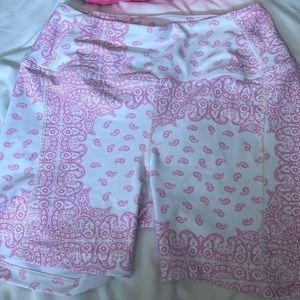 Brand new pink and white printed biker shorts